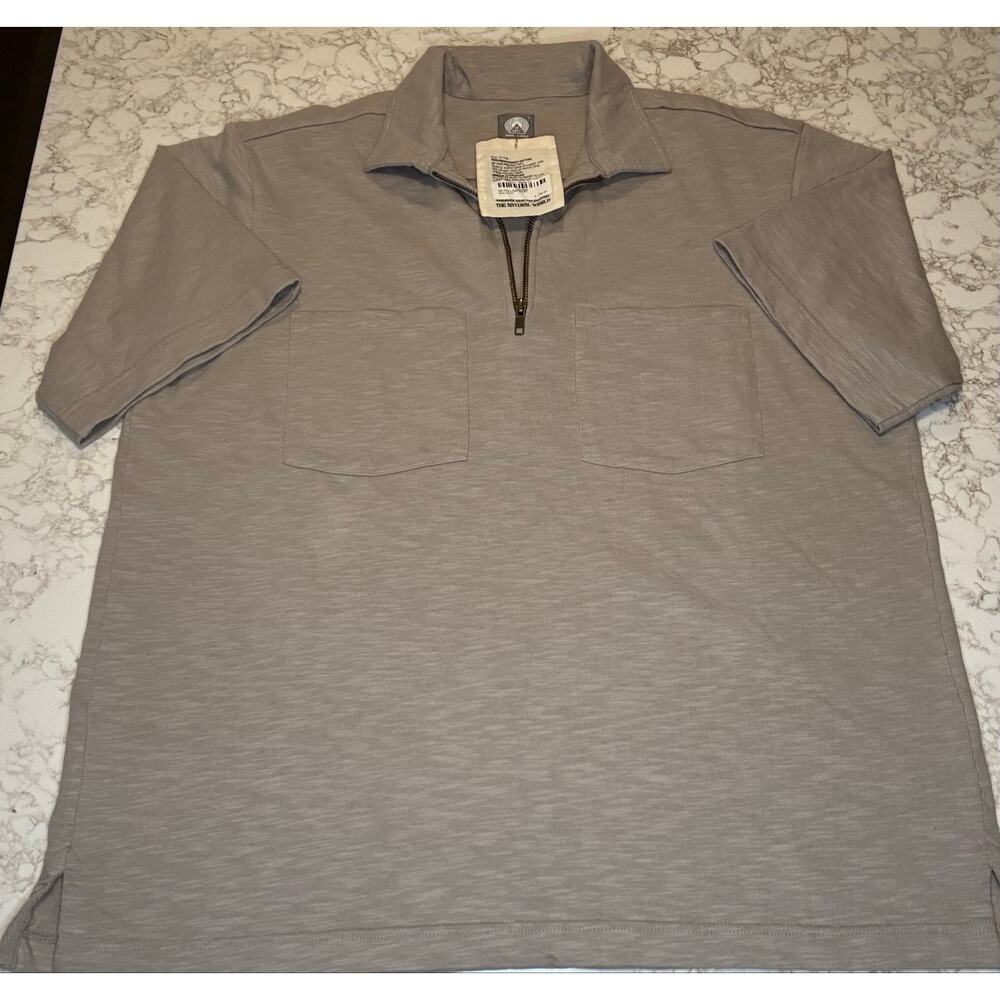 18 East SS Hollow Knit Shirt Walnut Brown Textured Mesh Men's Large